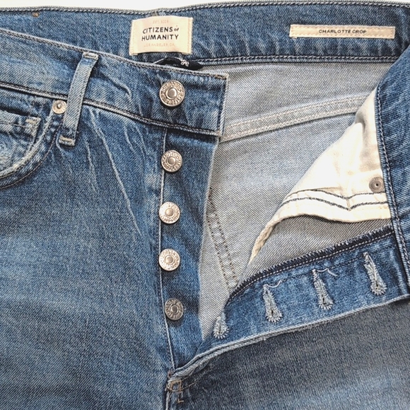 Citizens of Humanity Charlotte Crop High Rise Straight Jeans Distressed Size 24 - Picture 7 of 15